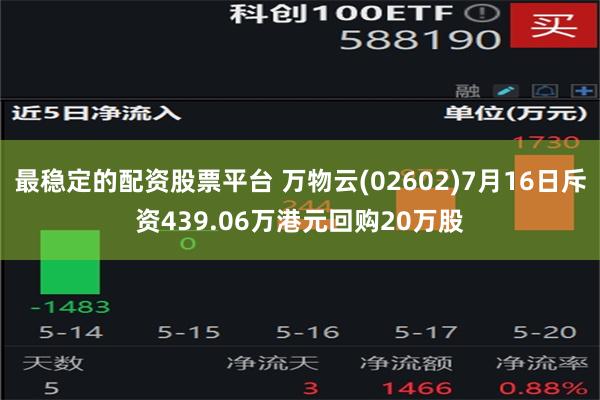 最稳定的配资股票平台 万物云(02602)7月16日斥资439.06万港元回购20万股