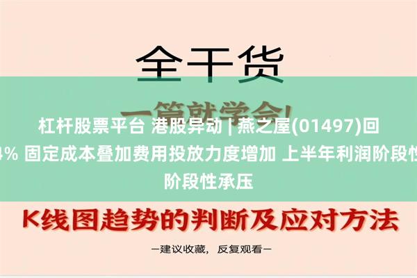 杠杆股票平台 港股异动 | 燕之屋(01497)回落近4% 固定成本叠加费用投放力度增加 上半年利润阶段性承压