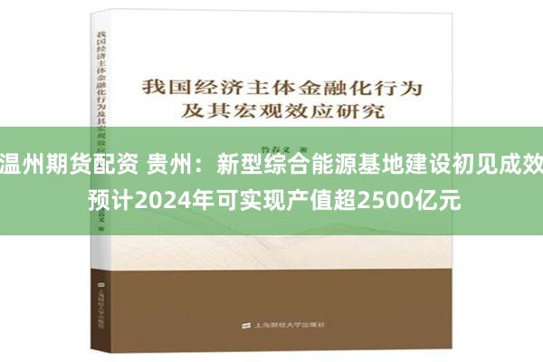 温州期货配资 贵州：新型综合能源基地建设初见成效 预计2024年可实现产值超2500亿元